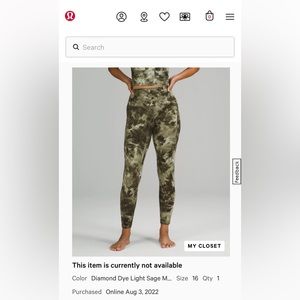 lululemon Align™ High-Rise Pant with Pockets 25"
Diamond Dye Light Sage
Size 16